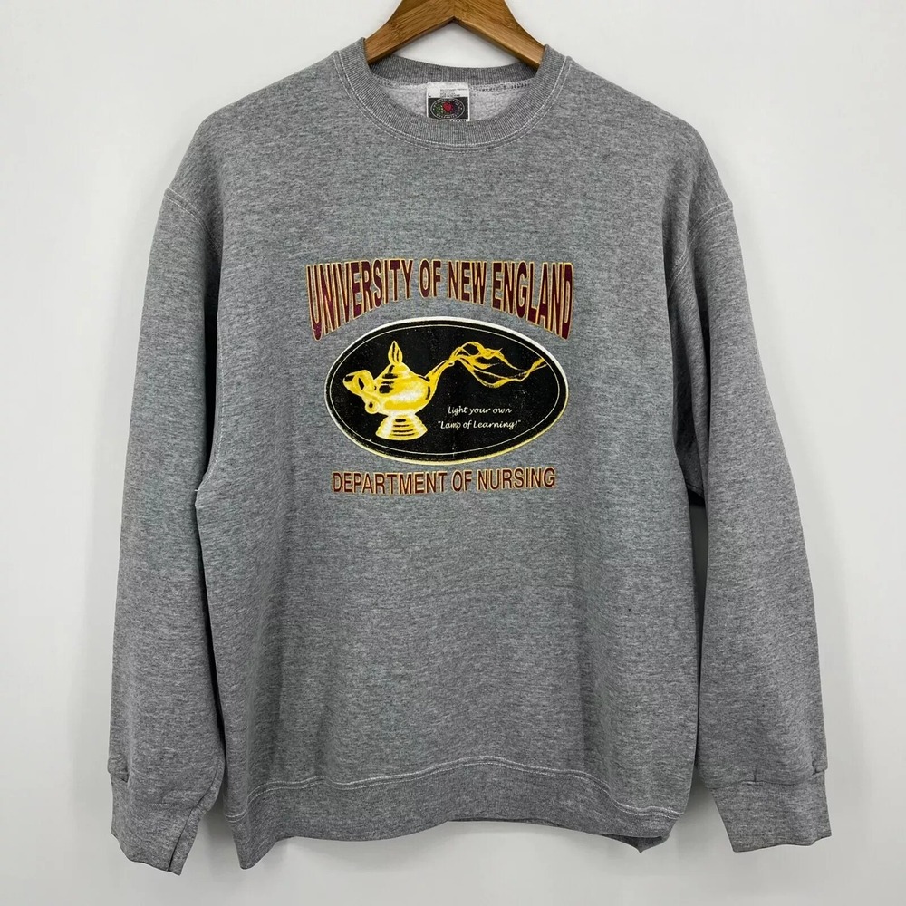Vintage Fruit of the Loom UNE Nursing Sweatshirt Gray Large Made in USA